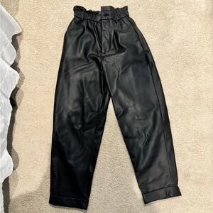 Faux leather Zara paper bag trousers